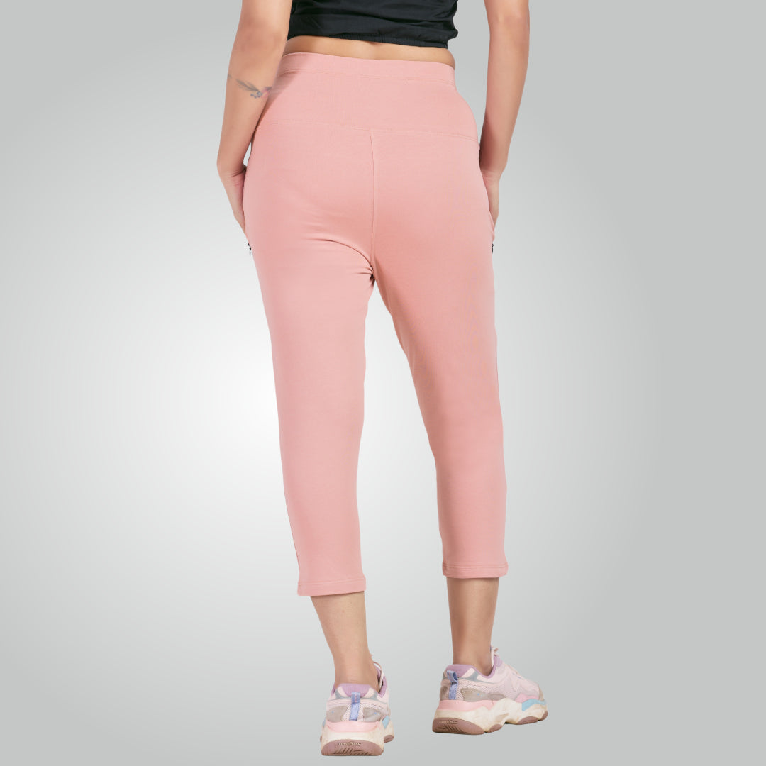 Flamingo Pink High Waist All Day Cotton Lycra Capris