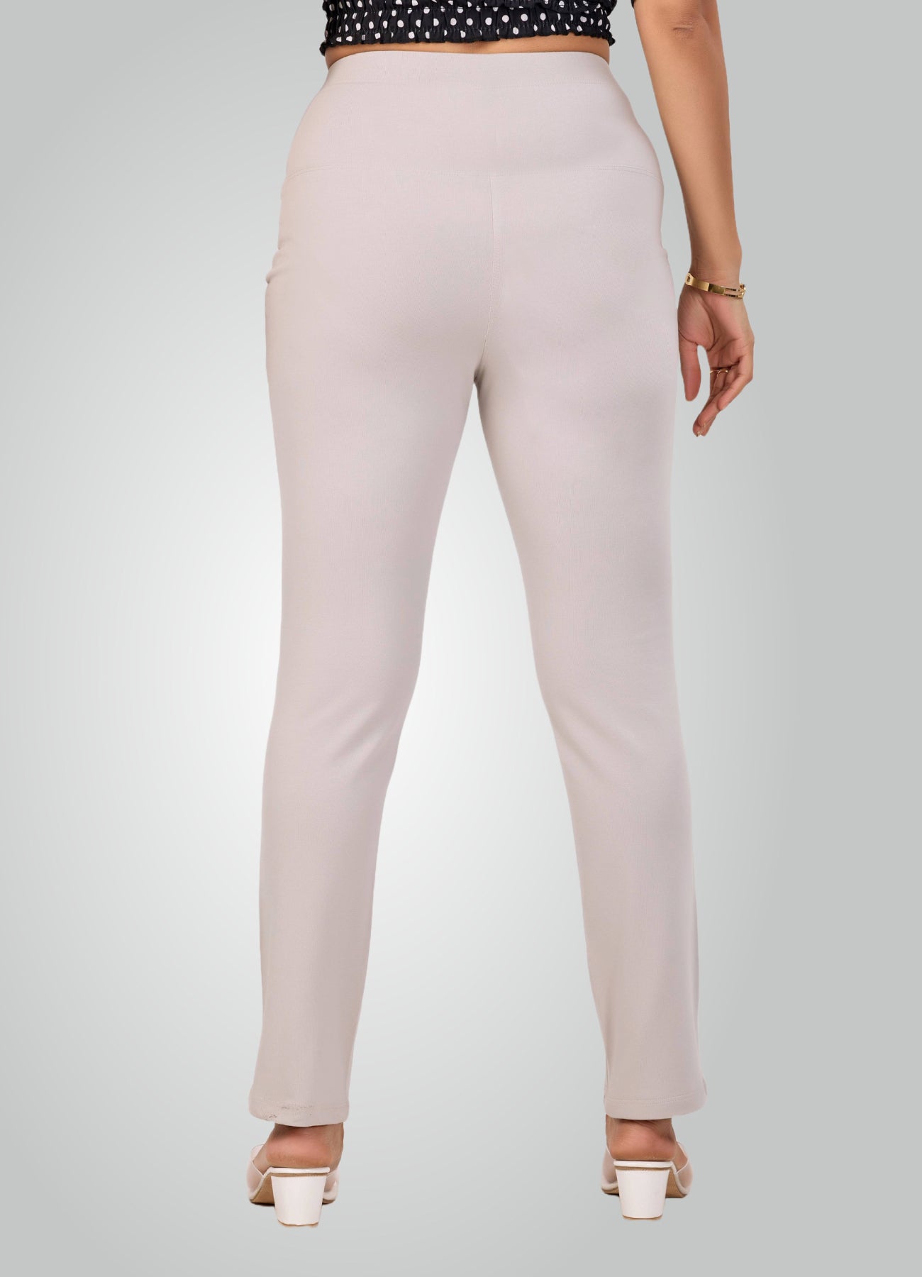 ICE GREY 4-WAY STRETCH COTTON HIGH WAIST PANT