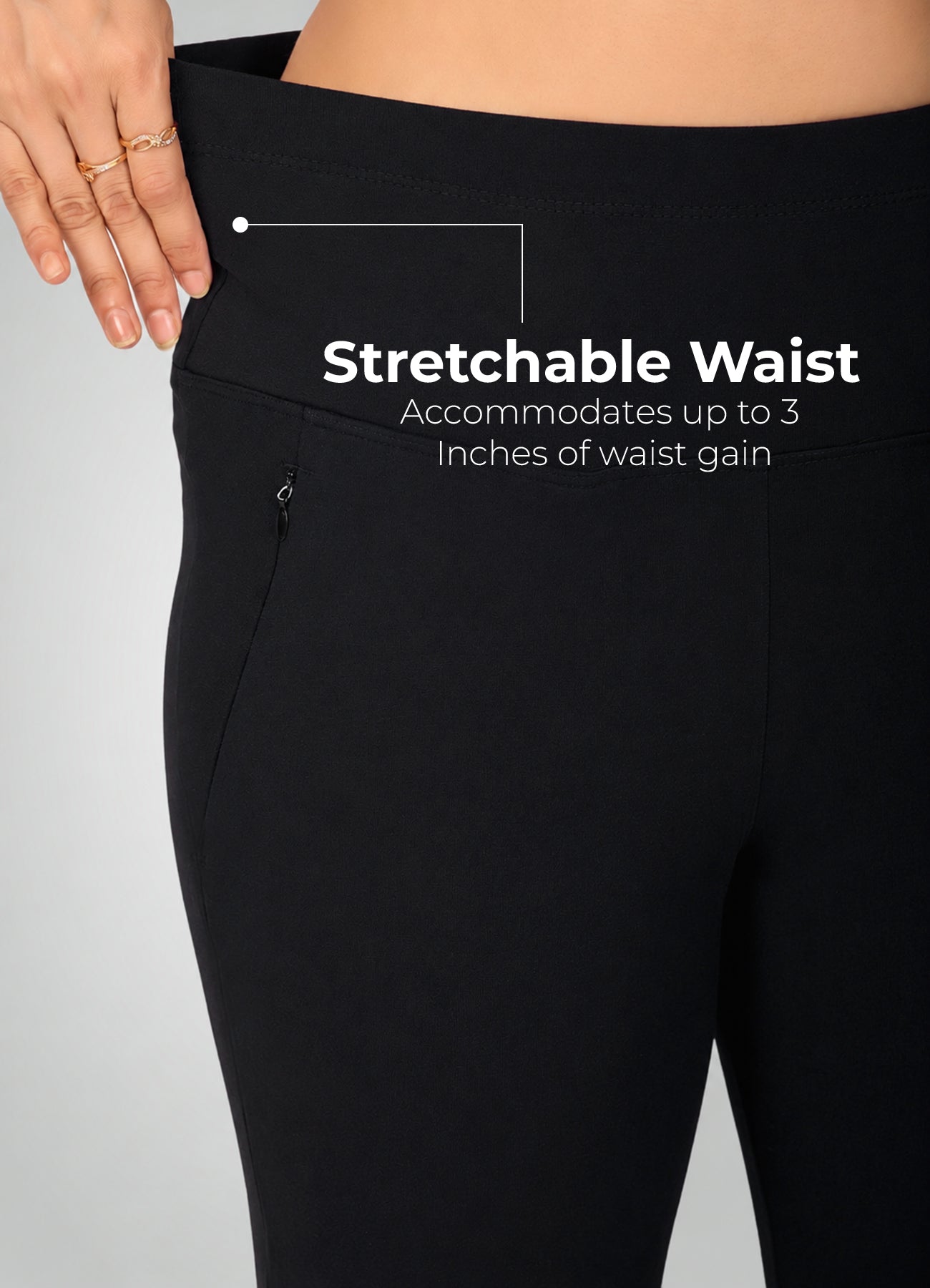 BLACK 4-WAY STRETCH COTTON HIGH WAIST PANT