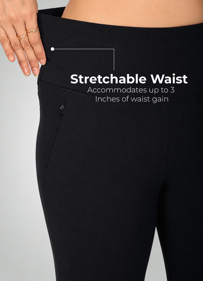BLACK 4-WAY STRETCH COTTON HIGH WAIST PANT