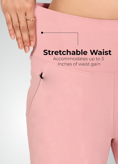 FLAMINGO PINK 4-WAY STRETCH COTTON HIGH WAIST CAPRI