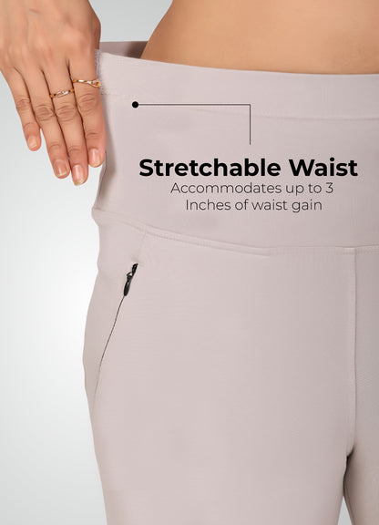ICE GREY 4-WAY STRETCH COTTON HIGH WAIST CAPRI