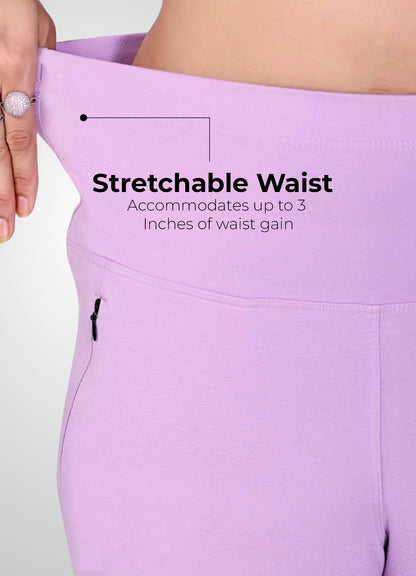 LAVENDER 4-WAY STRETCH COTTON HIGH WAIST PANT
