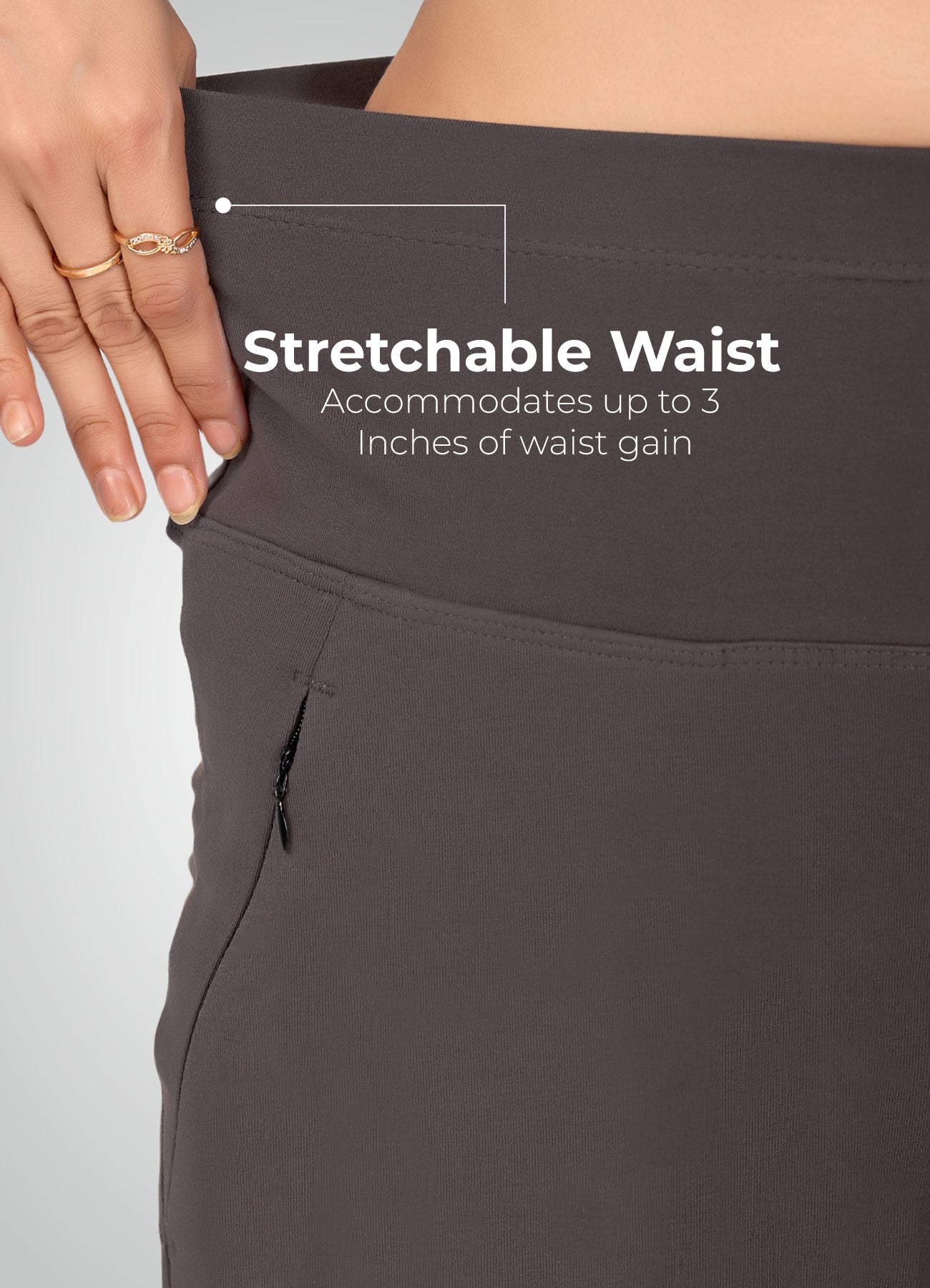 DARK GREY 4-WAY STRETCH COTTON HIGH WAIST PANT