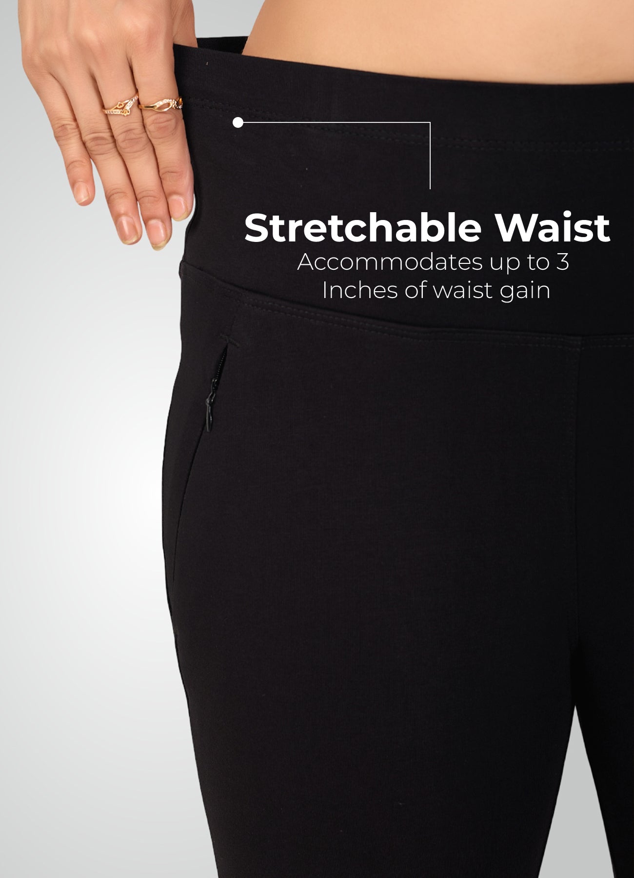 BLACK 4-WAY STRETCH COTTON HIGH WAIST CAPRI