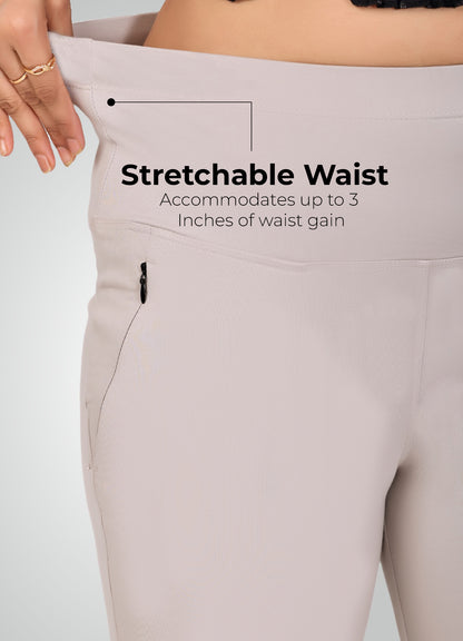 ICE GREY 4-WAY STRETCH COTTON HIGH WAIST PANT