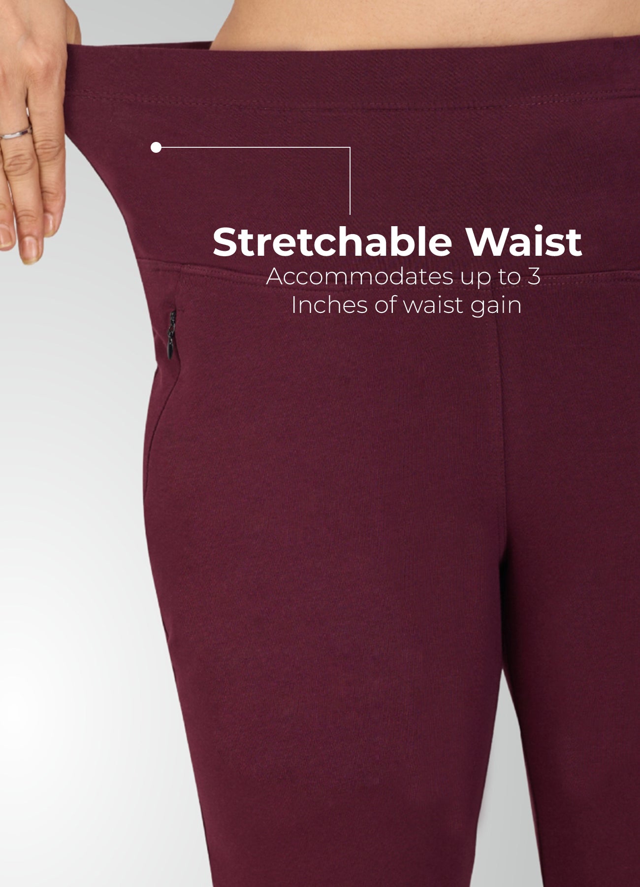 WINE 4-WAY STRETCH COTTON HIGH WAIST PANT