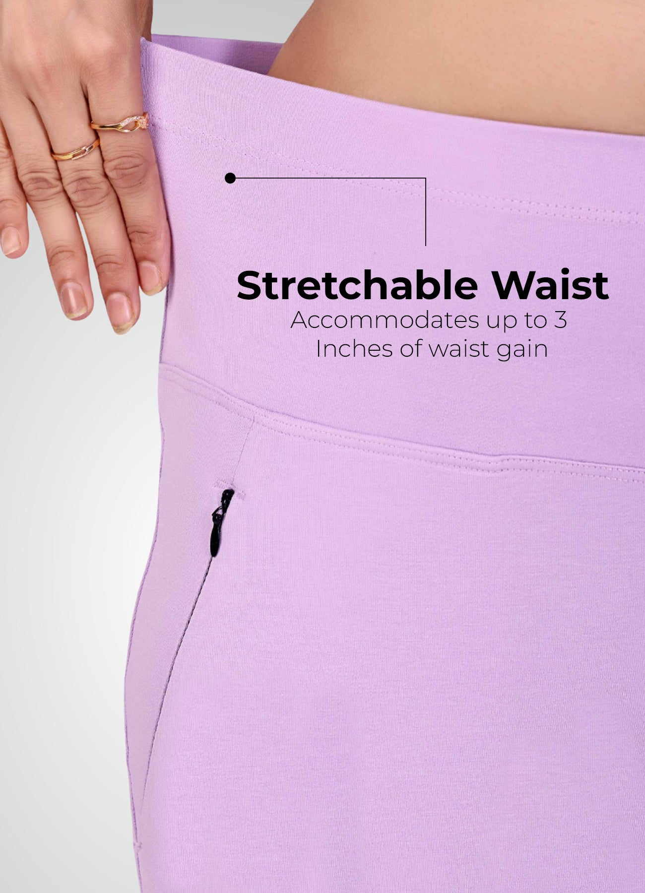 LAVENDER 4-WAY STRETCH COTTON HIGH WAIST CAPRI