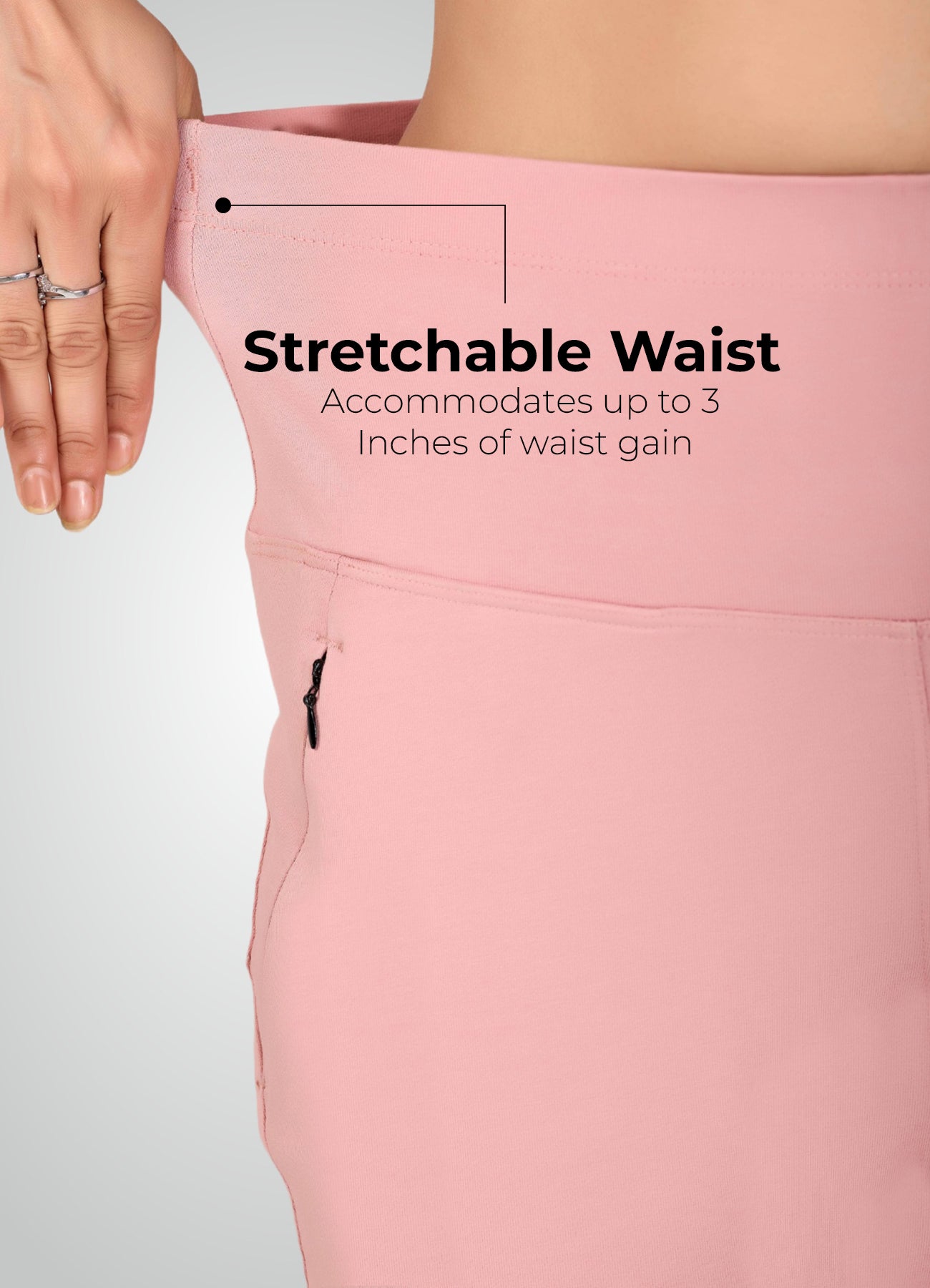 FLAMINGO PINK 4-WAY STRETCH COTTON HIGH WAIST PANT
