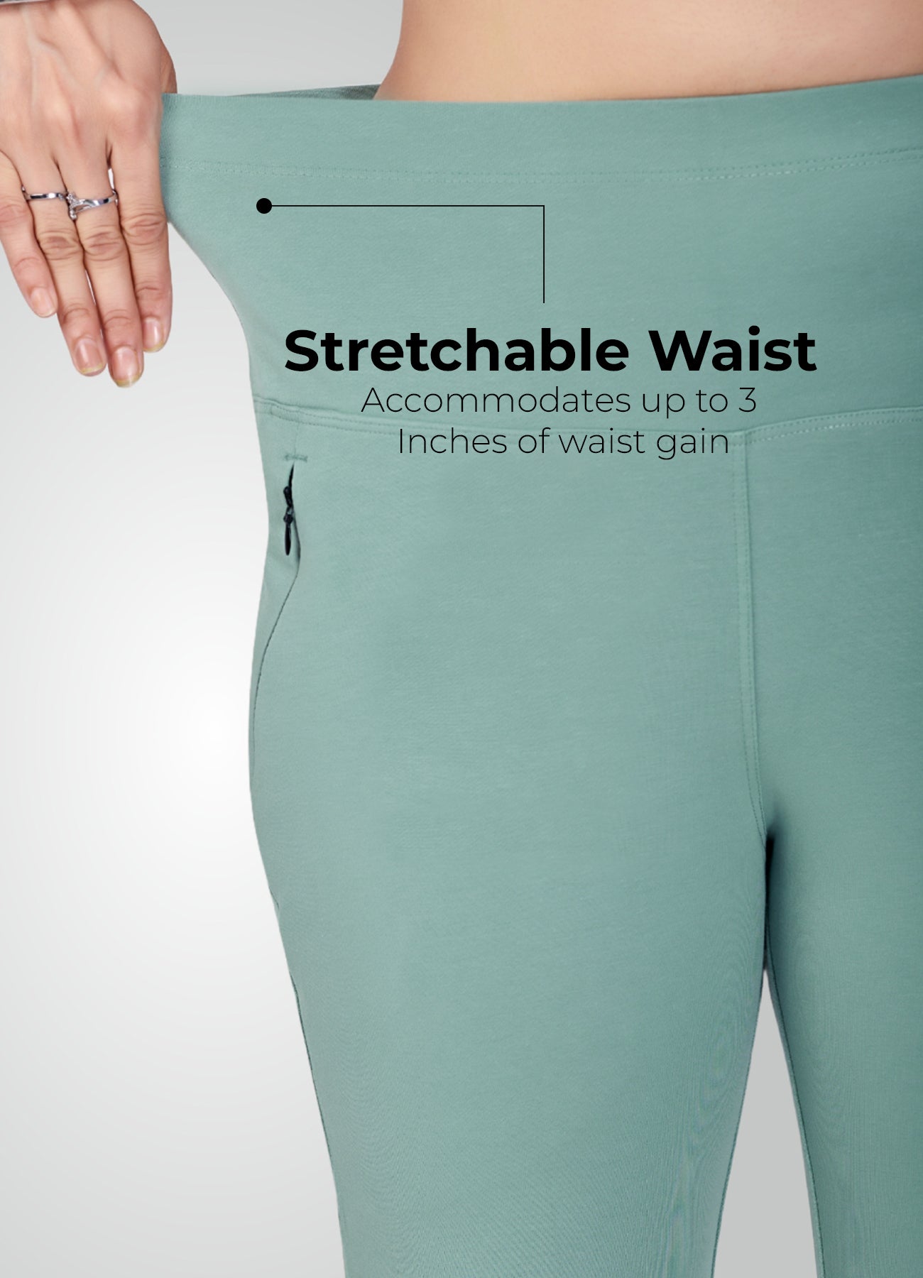 MINT GREEN 4-WAY STRETCH COTTON HIGH WAIST PANT