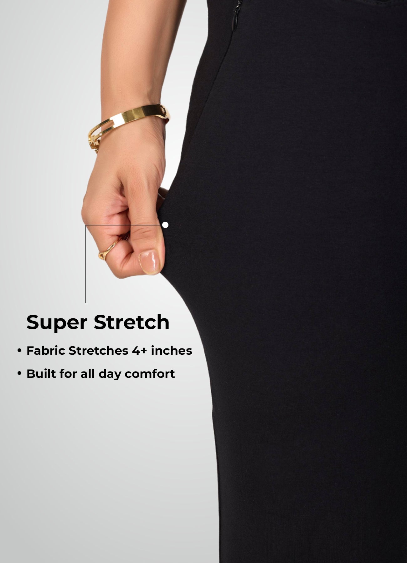 BLACK 4-WAY STRETCH COTTON HIGH WAIST PANT