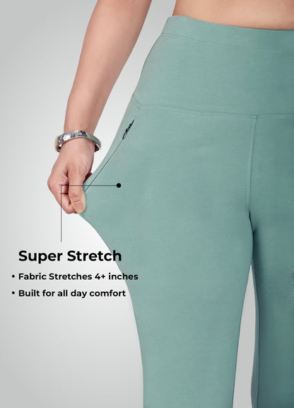 MINT GREEN 4-WAY STRETCH COTTON HIGH WAIST PANT