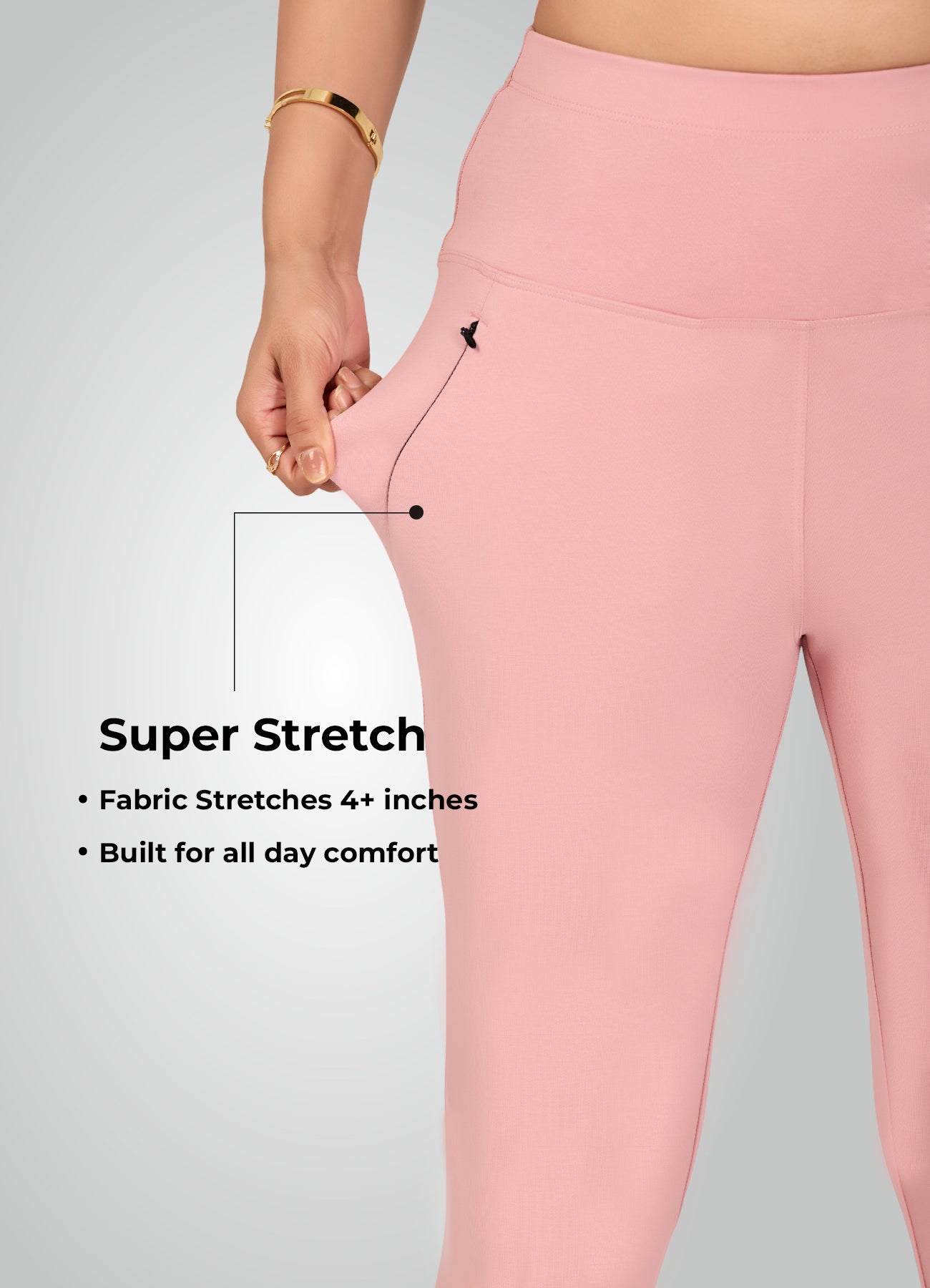 FLAMINGO PINK 4-WAY STRETCH COTTON HIGH WAIST CAPRI