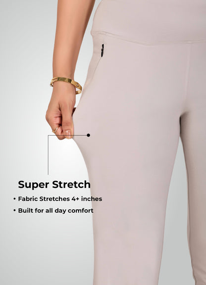 ICE GREY 4-WAY STRETCH COTTON HIGH WAIST PANT