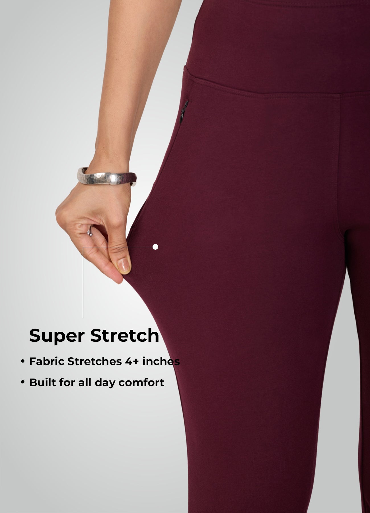 WINE 4-WAY STRETCH COTTON HIGH WAIST PANT