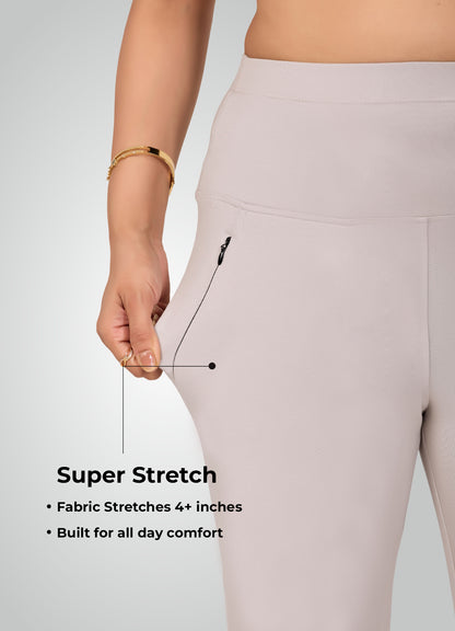 ICE GREY 4-WAY STRETCH COTTON HIGH WAIST CAPRI