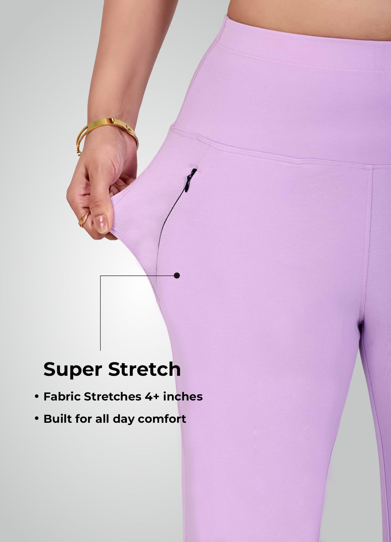 LAVENDER 4-WAY STRETCH COTTON HIGH WAIST CAPRI
