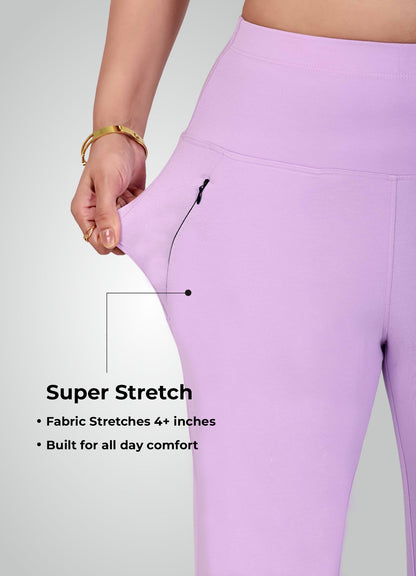 LAVENDER 4-WAY STRETCH COTTON HIGH WAIST CAPRI