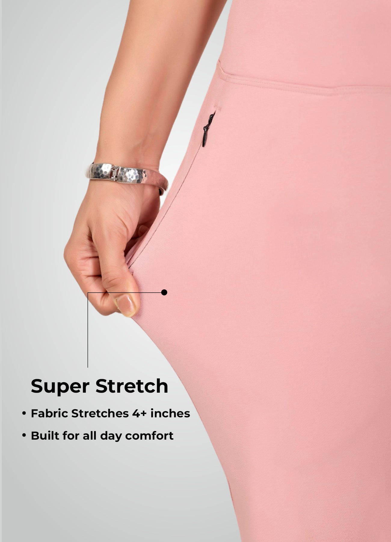 FLAMINGO PINK 4-WAY STRETCH COTTON HIGH WAIST PANT