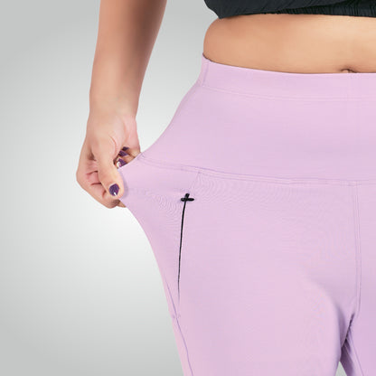 Lavender High Waist All Day Cotton Lycra Capris
