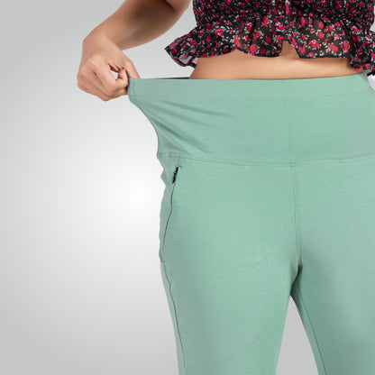 Mint Green High Waist All Day Cotton Lycra Pant
