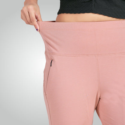 Flamingo Pink High Waist All Day Cotton Lycra Pant