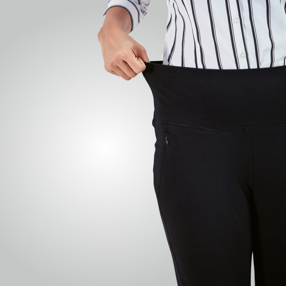 Black High Waist All Day Cotton Lycra Pant