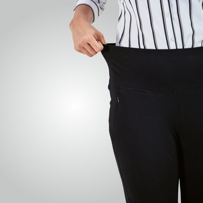 Black High Waist All Day Cotton Lycra Pant
