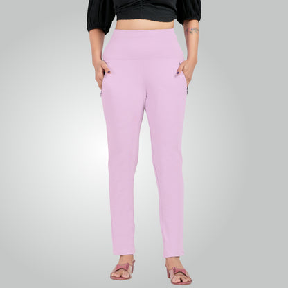 Lavender High Waist All Day Cotton Lycra Pant