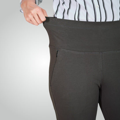 Dark Grey High Waist All Day Cotton Lycra Pant