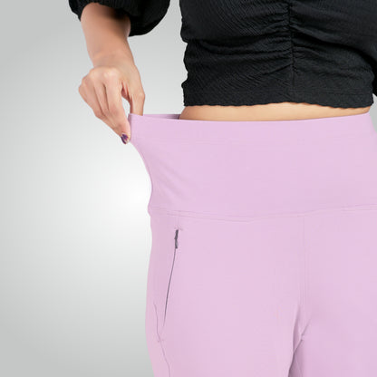 Lavender High Waist All Day Cotton Lycra Pant