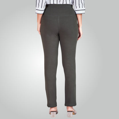 Dark Grey High Waist All Day Cotton Lycra Pant
