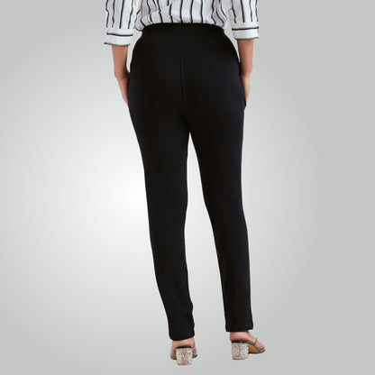 Black High Waist All Day Cotton Lycra Pant