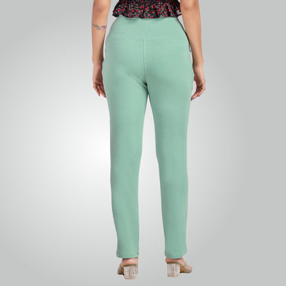Mint Green High Waist All Day Cotton Lycra Pant
