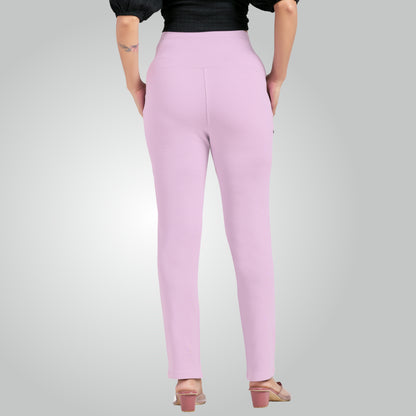 Lavender High Waist All Day Cotton Lycra Pant