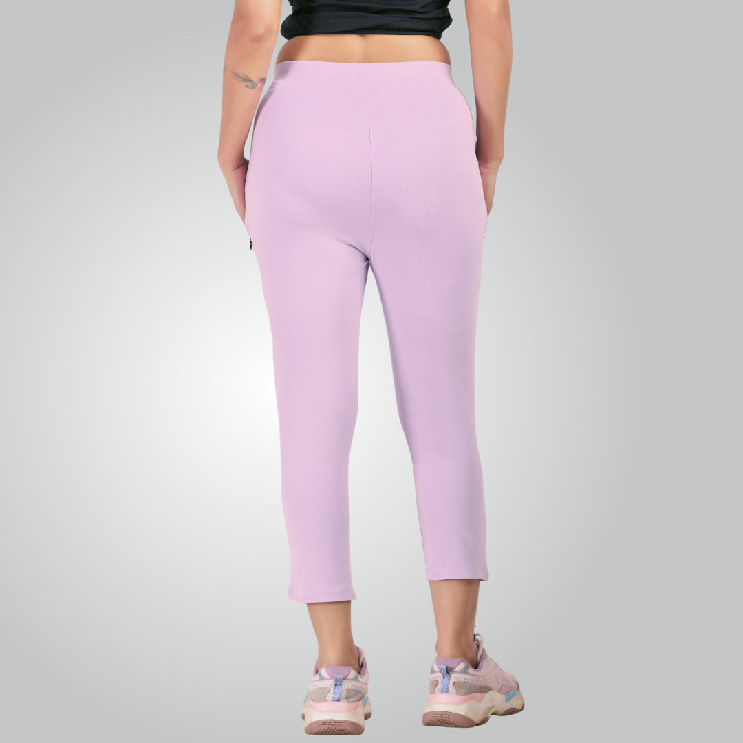 Lavender High Waist All Day Cotton Lycra Capris
