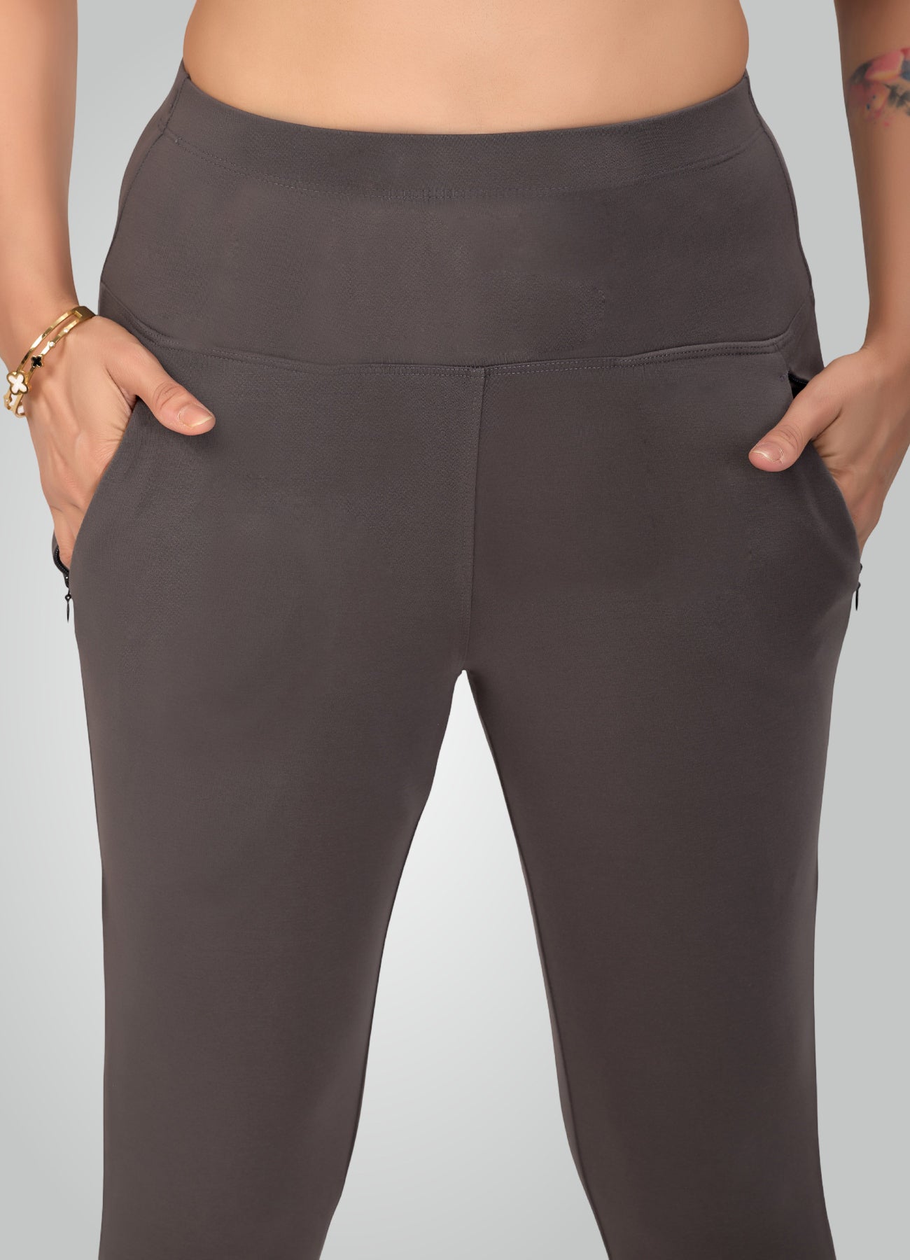DARK GREY 4-WAY STRETCH COTTON HIGH WAIST CAPRI