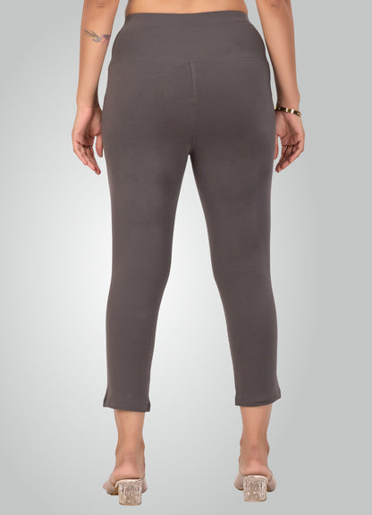 DARK GREY 4-WAY STRETCH COTTON HIGH WAIST CAPRI