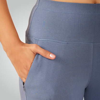 Denim Blue High Waist All Day Cotton Lycra Capris