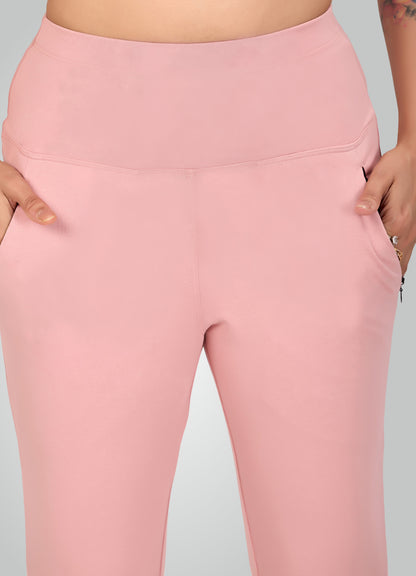FLAMINGO PINK 4-WAY STRETCH COTTON HIGH WAIST CAPRI