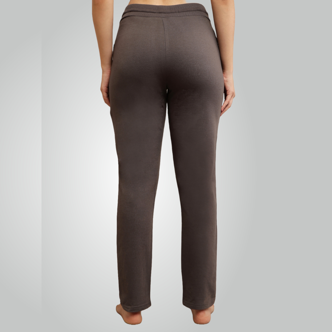 Grey Combed Cotton Track Pant For Women