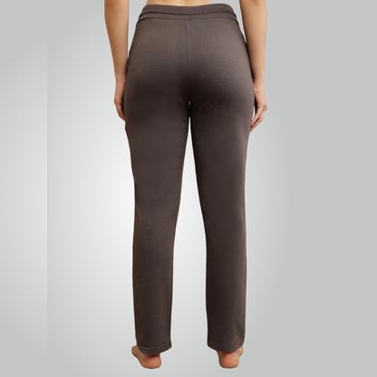 Grey Combed Cotton Track Pant For Women