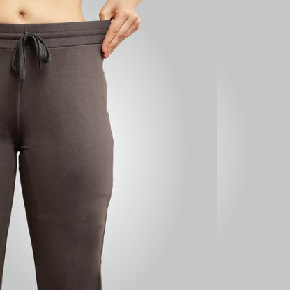 Grey Combed Cotton Track Pant For Women