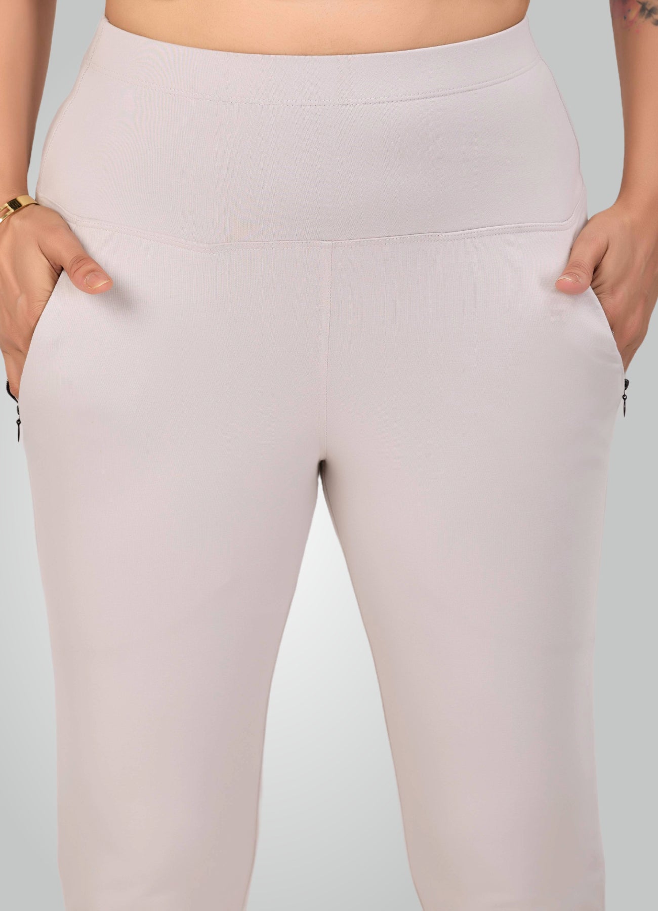 ICE GREY 4-WAY STRETCH COTTON HIGH WAIST PANT