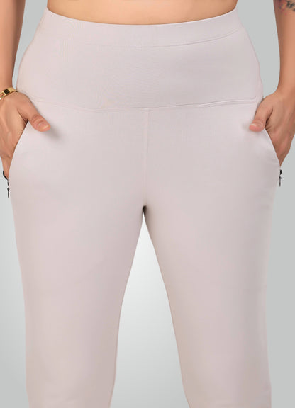 ICE GREY 4-WAY STRETCH COTTON HIGH WAIST PANT