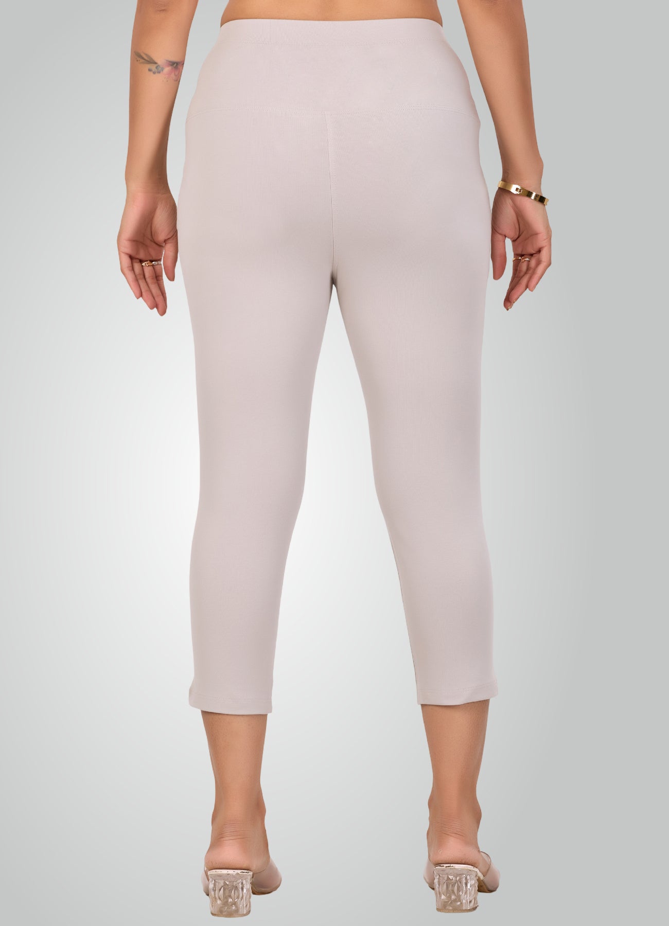 ICE GREY 4-WAY STRETCH COTTON HIGH WAIST CAPRI