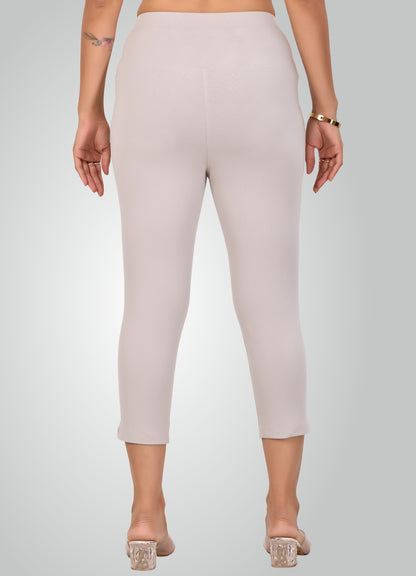 ICE GREY 4-WAY STRETCH COTTON HIGH WAIST CAPRI