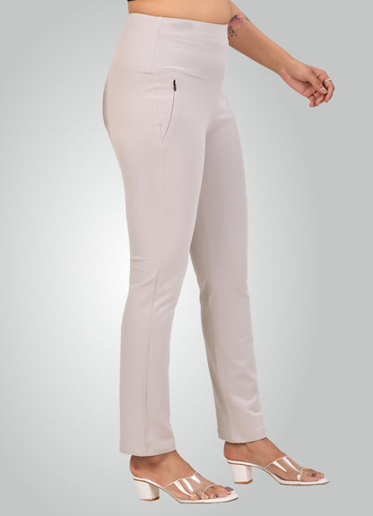 ICE GREY 4-WAY STRETCH COTTON HIGH WAIST PANT