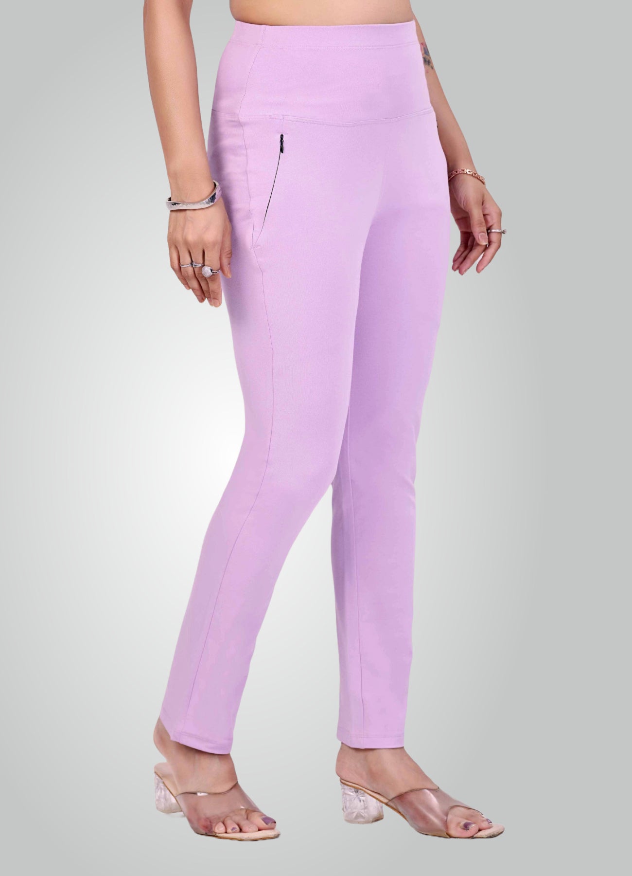 LAVENDER 4-WAY STRETCH COTTON HIGH WAIST PANT