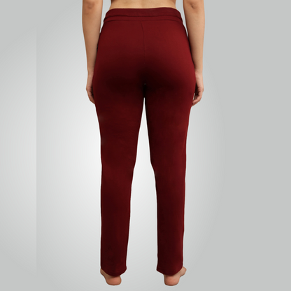 Maroon Combed Cotton Track Pant For Women